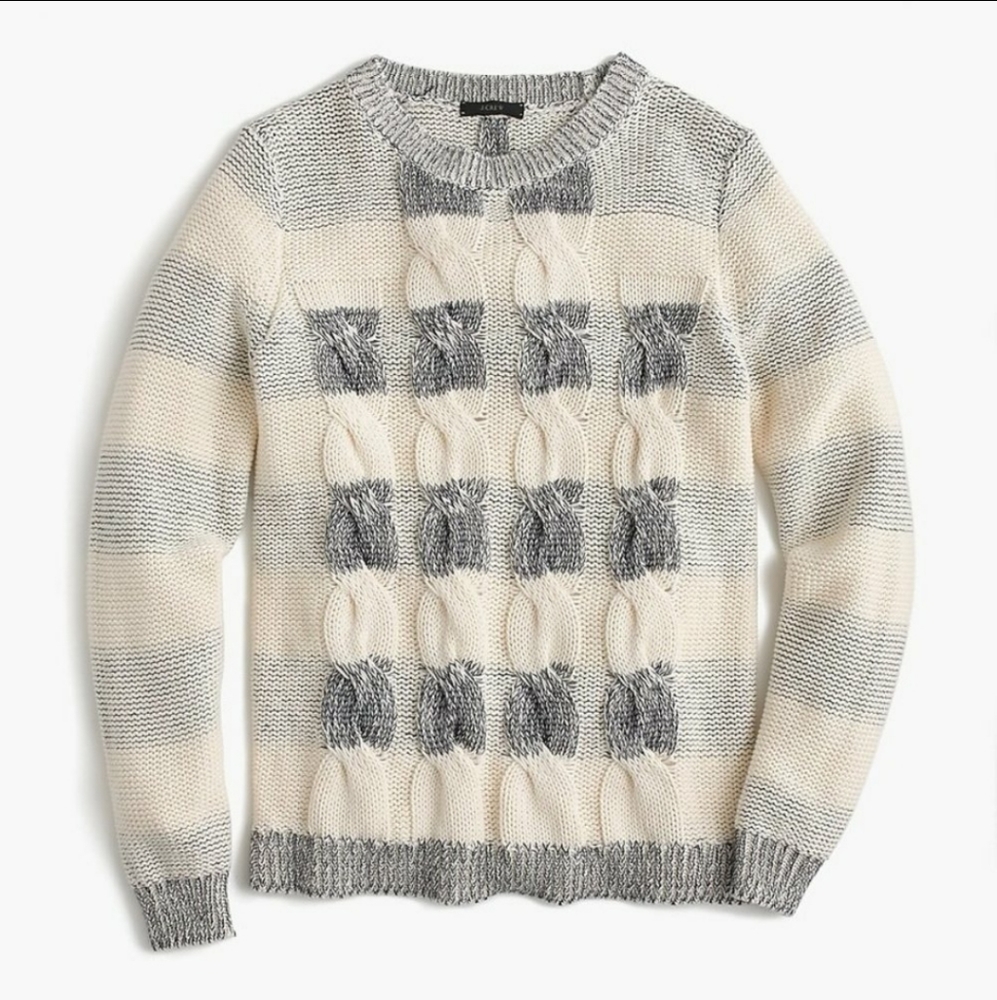 J Crew super soft 100% cotton marled cabled sweater xxs